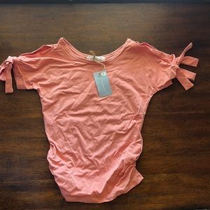 Pink tie sleeve shirt